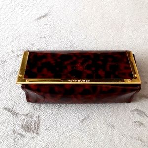 Tory Burch brown tortoise patent leather  sunglasses case